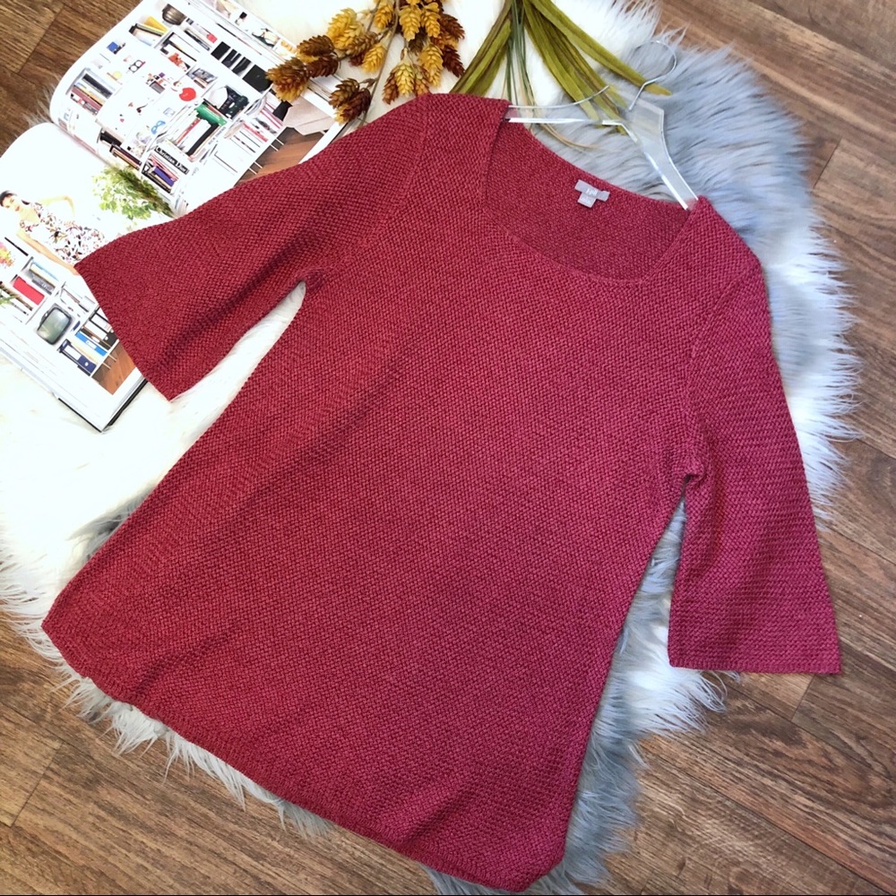 J. Jill Berry Square Neck Half Bell Sleeve Sweater